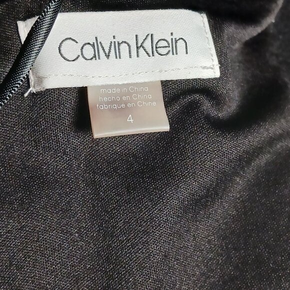 NEW Calvin Klein Off-The-Shoulder High-Low Dress Black Beading Detail Size 4 - Picture 13 of 16